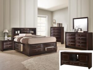 EMILY B4265 6PC QUEEN SIZE BOOKCASE BEDROOM SET