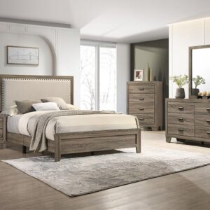 B9205 MILLIE UPHOLSTERED 6PC QUEEN BED GROUP GREY